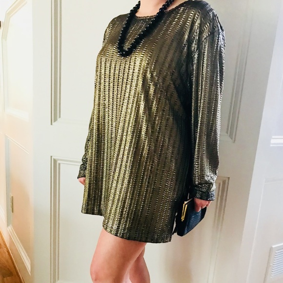 Vintage Tops - Vintage Blair Gold Shimmer Top or Tunic/Dress